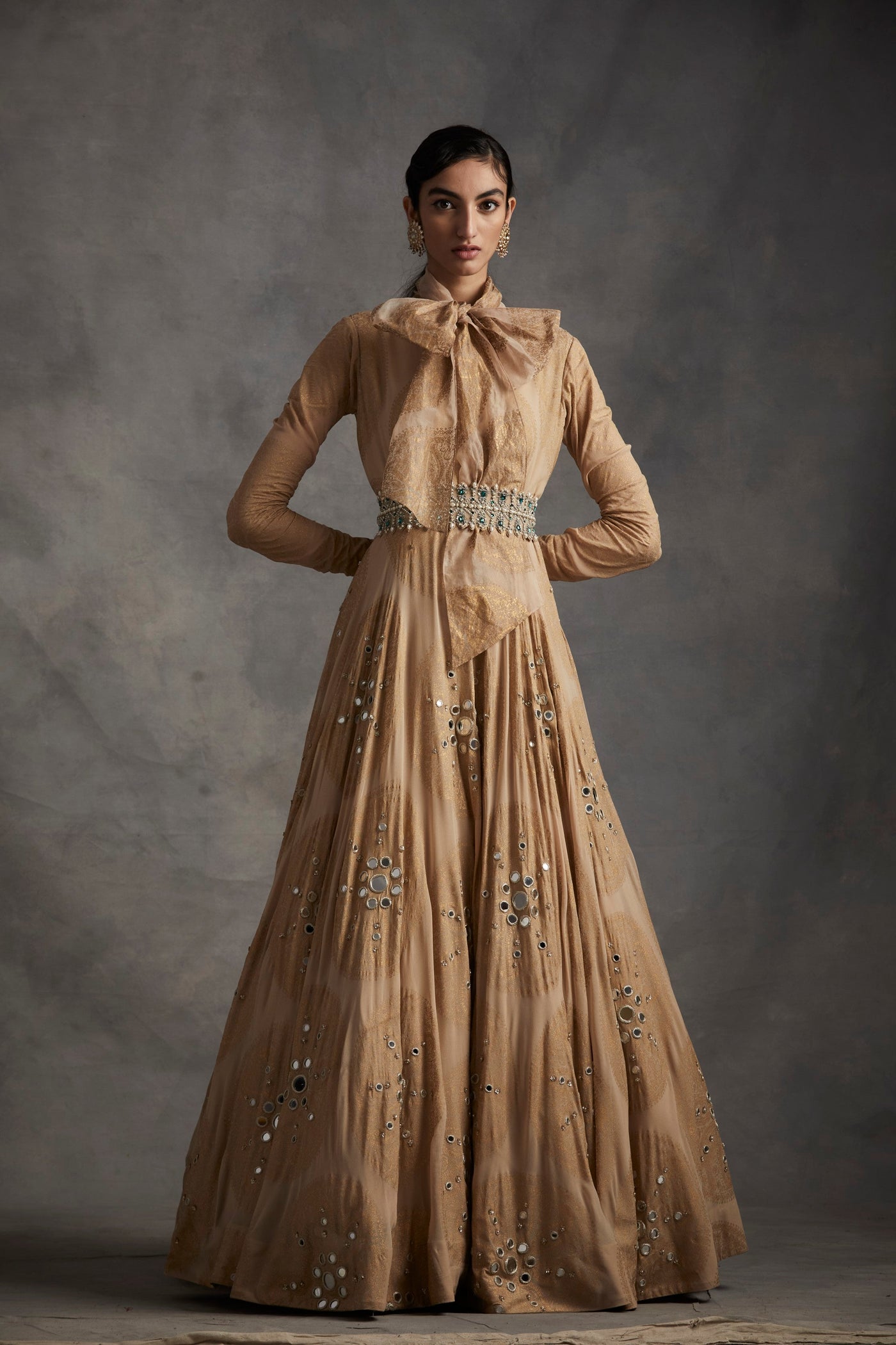Beige Ambi Circle Print Anarkali