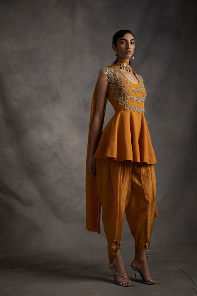 Haldi Embroidered Peplum & Dhoti