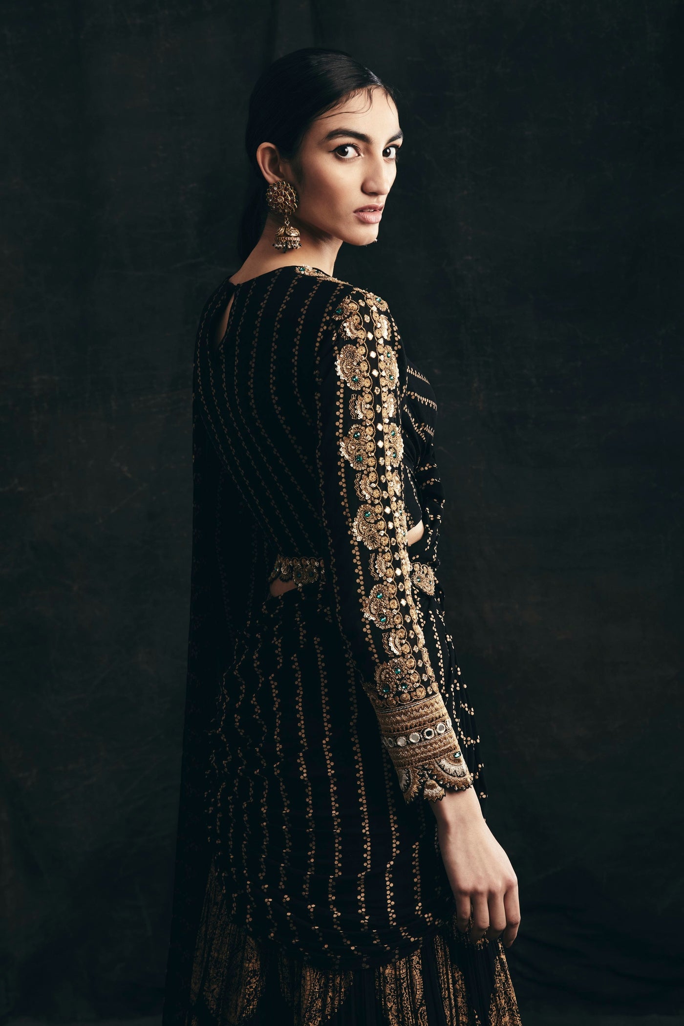 Black Ambi Circle Print Saree