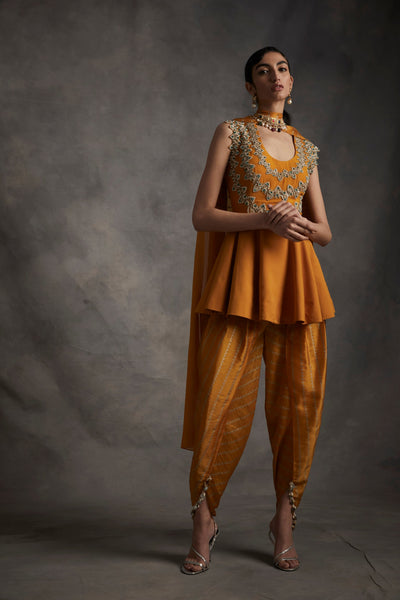 Haldi Embroidered Peplum & Dhoti