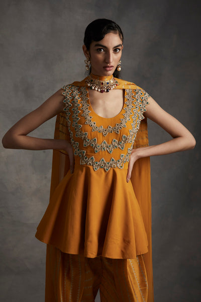 Haldi Embroidered Peplum & Dhoti