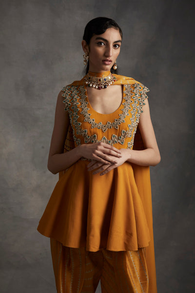 Haldi Embroidered Peplum & Dhoti