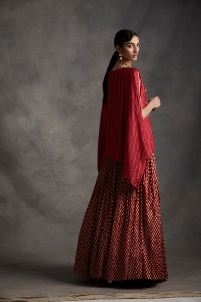 Red Kaftan & Bindu Print Skirt