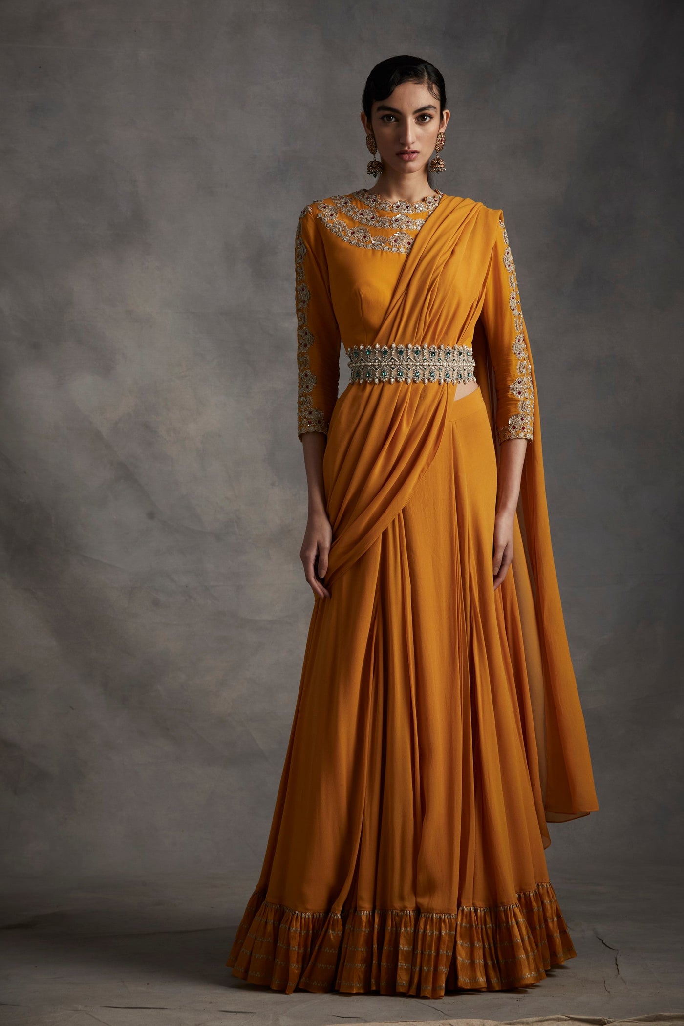 Haldi Pleated Saree with Belt