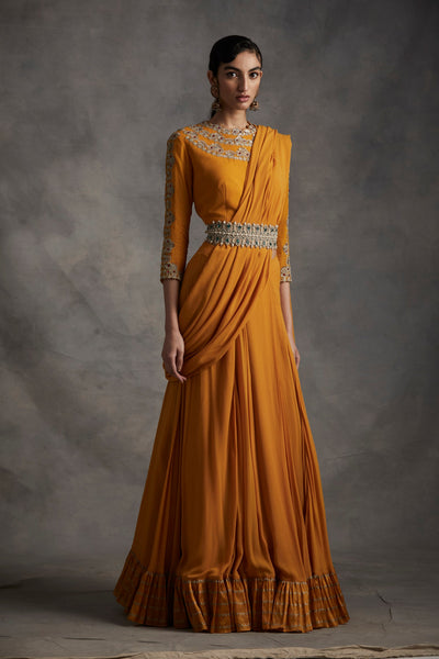 Haldi Pleated Saree with Belt