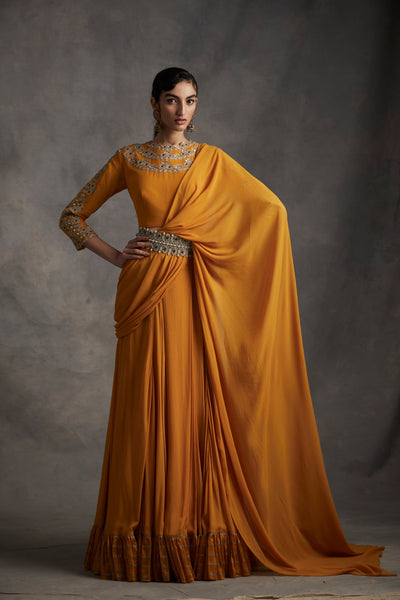 Haldi Pleated Saree with Belt