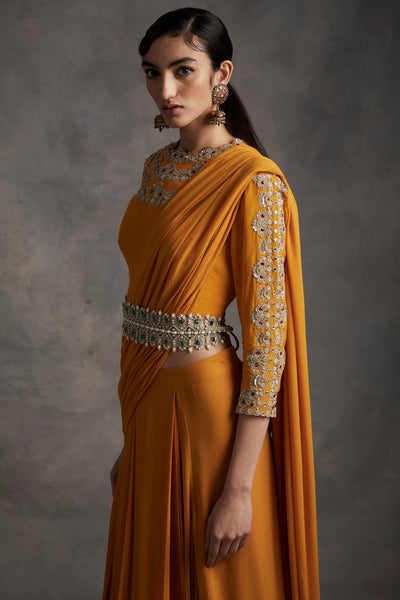 Haldi Pleated Saree with Belt