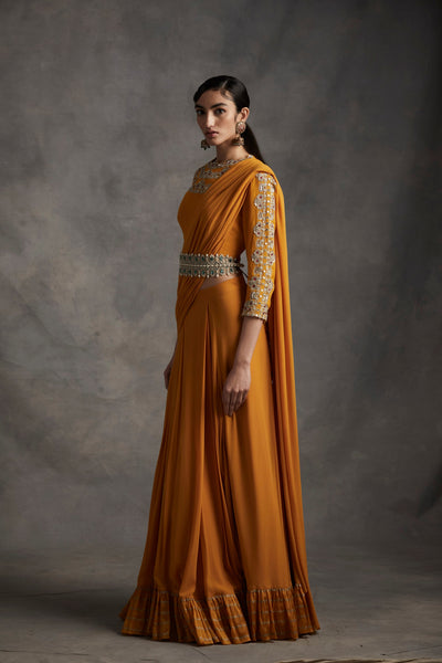 Haldi Pleated Saree with Belt