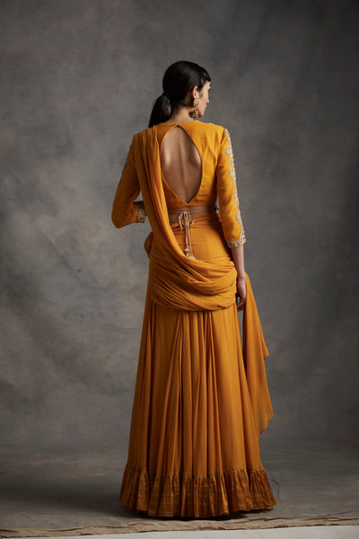 Haldi Pleated Saree with Belt